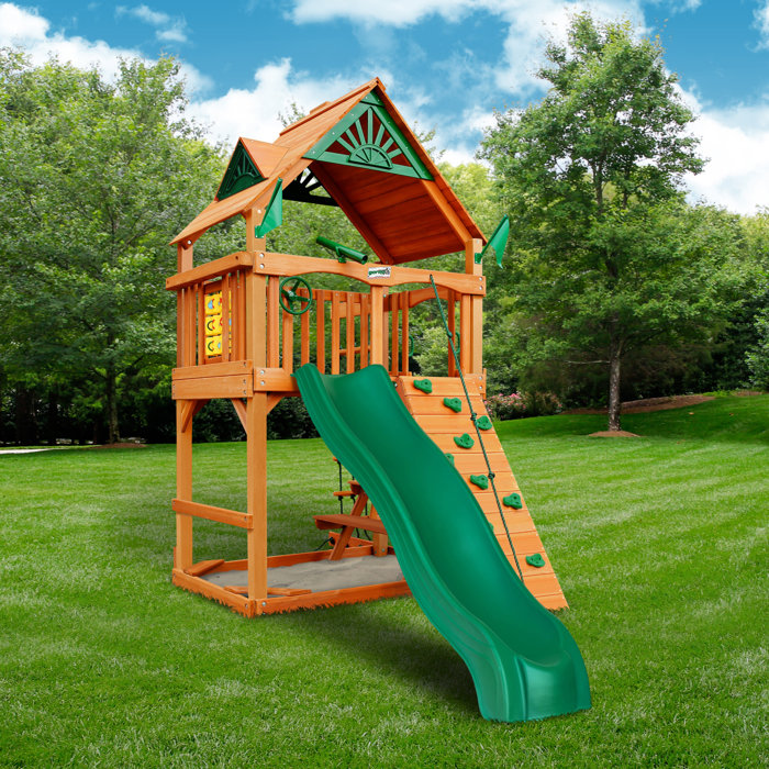 Gorilla Playsets Chateau Tower Swing Set with Wood Roof & Reviews Wayfair